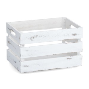 Weiße Zeller Aufbewahrungskiste aus Holz im Vintage-Stil, 31x21x19,5 cm.