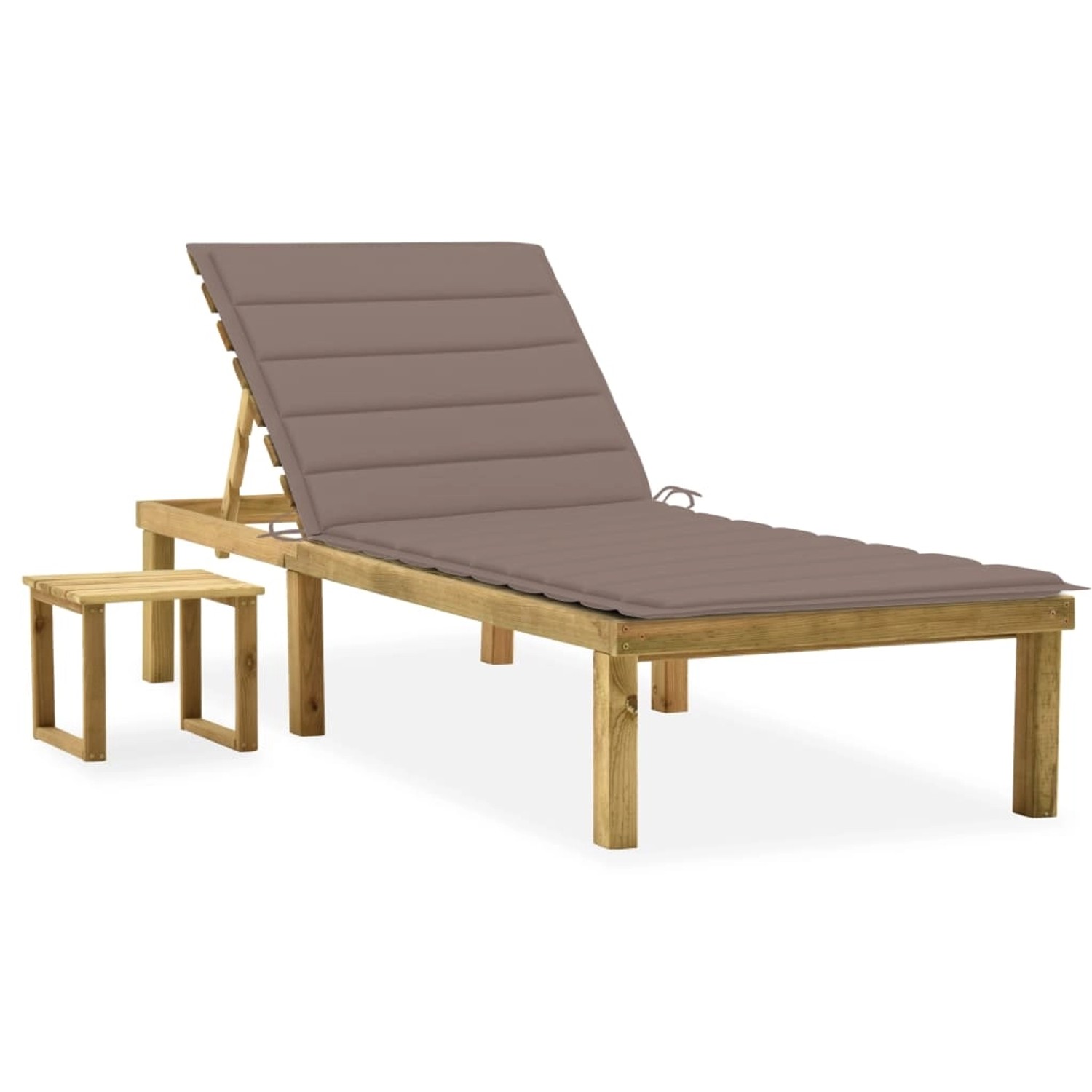 VidaXL Garten-Sonnenliege mit Tisch und Auflage Kiefer Imprägniert Taupe