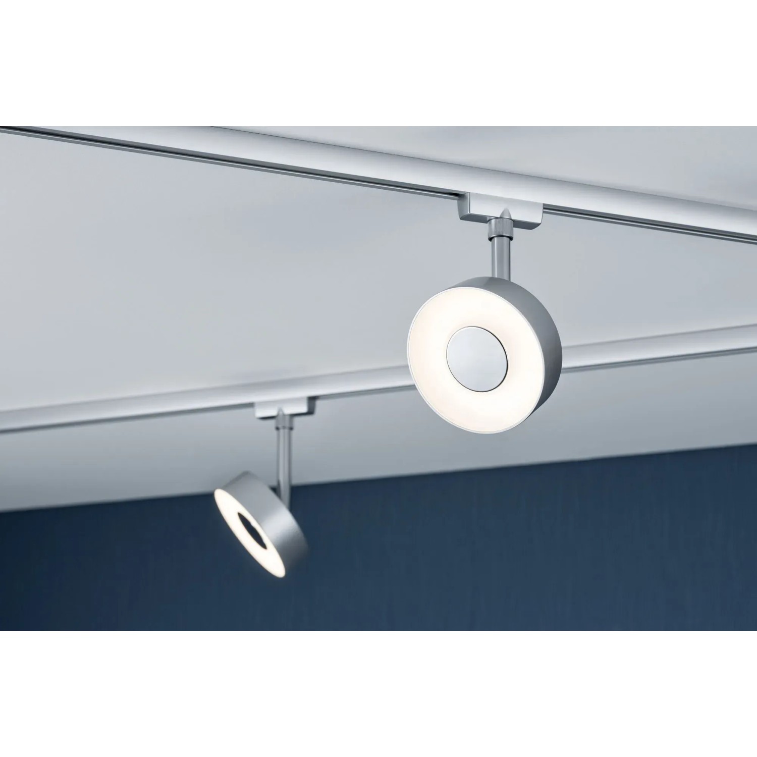 Paulmann Urail LED Schienenspot Circle, Chrom matt, an Schiene montiert.