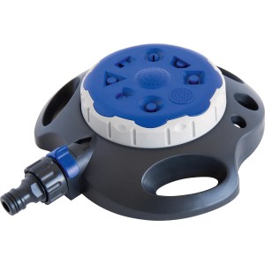 LUX 8-Wege-Regner Classic zur Gartenbewässerung mit verschiedenen Sprühbildern.