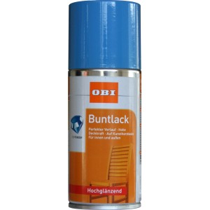 OBI Buntlack Spray, RAL 5012 Lichtblau, hochglänzend, 150ml Dose.