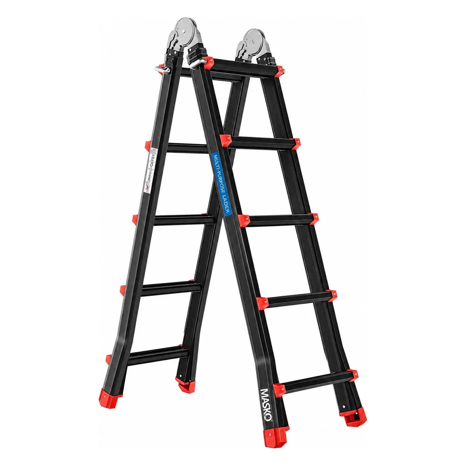 MASKO Aluminium Leiter 6 In 1 mit 4x5 Sprossen 520 cm Schwarz Rot