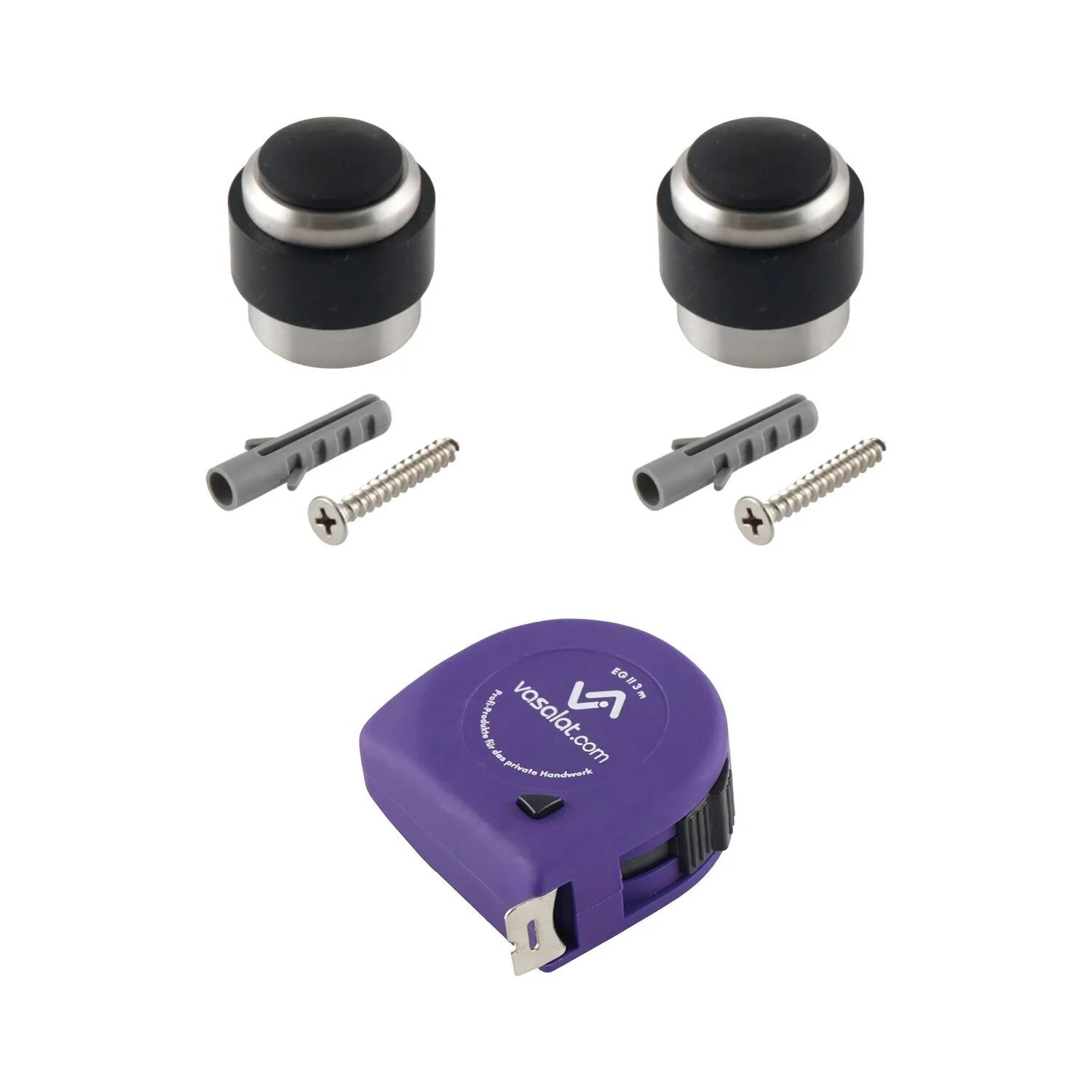 vasalat Set Gummistopper Boden & Wand zum Schrauben Ø 35 mm H 32 mm Edelstahl