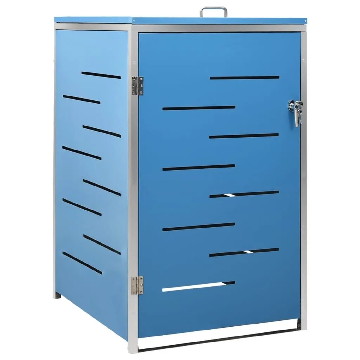 DELUKE 1er Mülltonnenbox JAGU Edelstahl Blau 115x69x77,5cm Mülltonnenverkleidung Für 1 Tonne 240L Müllbox Aus Metall