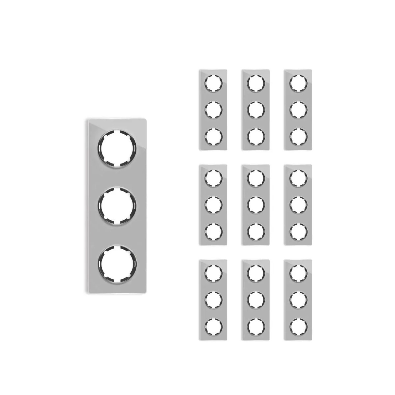 OneKeyElectro 10x Garda Glas Abdeckrahmen Set Abdeckrahmen 3fach Senkrecht Grau