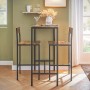 SoBuy Bartisch-Set OGT03-XL mit 2 Barhockern, Holz/Metall, natur/schwarz.
