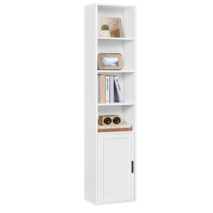 Weißes Vasagle Bücherregal (175 cm) mit Schrankfach und offenen Regalen für Büro und Wohnraum.