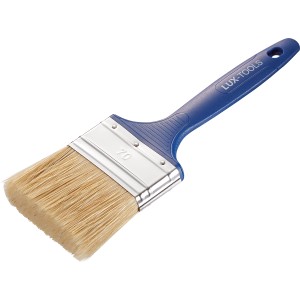 LUX Flachpinsel Lack 70 mm mit blauem Kunststoffgriff und hellem Borstenkopf.