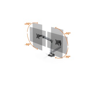 Durable Monitorhalterung SELECT PLUS mit Arm für zwei Monitore, neig- und drehbar.