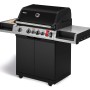 Enders Gasgrill Uniq 4 IK Cruster: Schwarzer Grill mit Seitenkocher und Unterschrank.