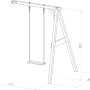 Axi Anbauschaukel, grau-weiß, mit Holzschaukelsitz und Maßen. Ideal für kleine Gärten.