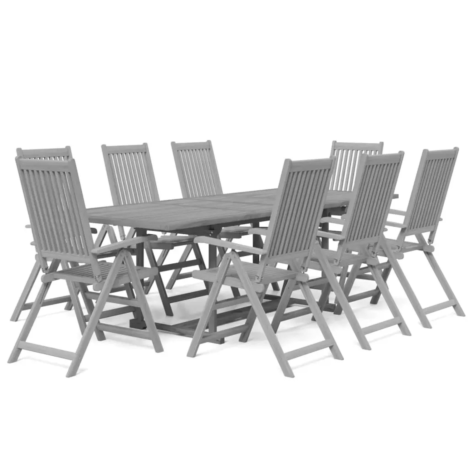 vidaXL 9-Tlg Garten-Essgruppe Massivholz Akazie 3079652
