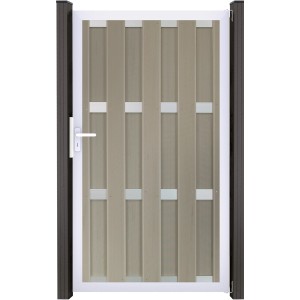 GroJa Fertigzaun Tor Bi-Color Sand, 100x180 cm, DIN links, für Sichtschutzzaun.