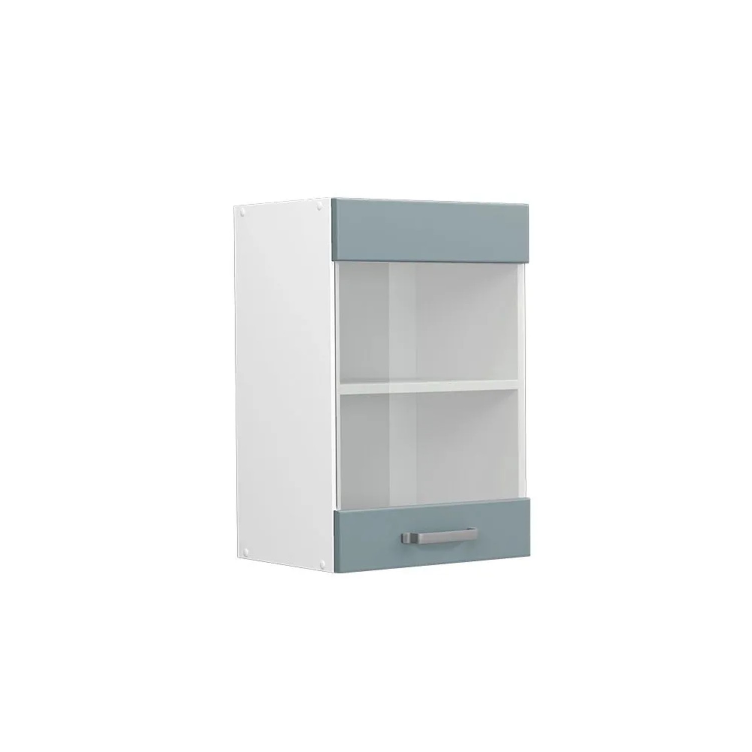 Vicco Küchenglasschrank R-Line Glashängeschrank Blau-Grau Weiß 40 cm
