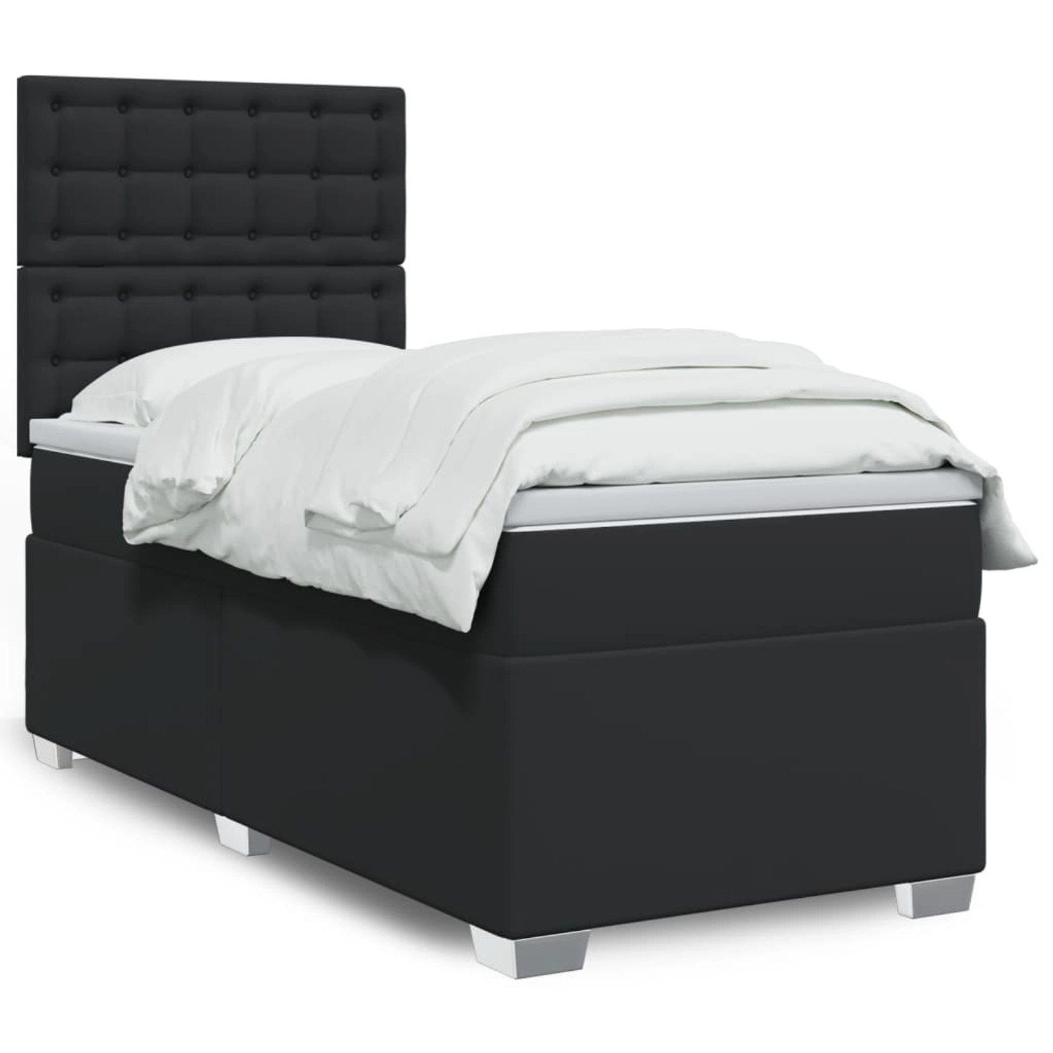 vidaXL Boxspringbett mit Matratze Schwarz 90x200 cm Kunstleder 3293004 günstig online kaufen