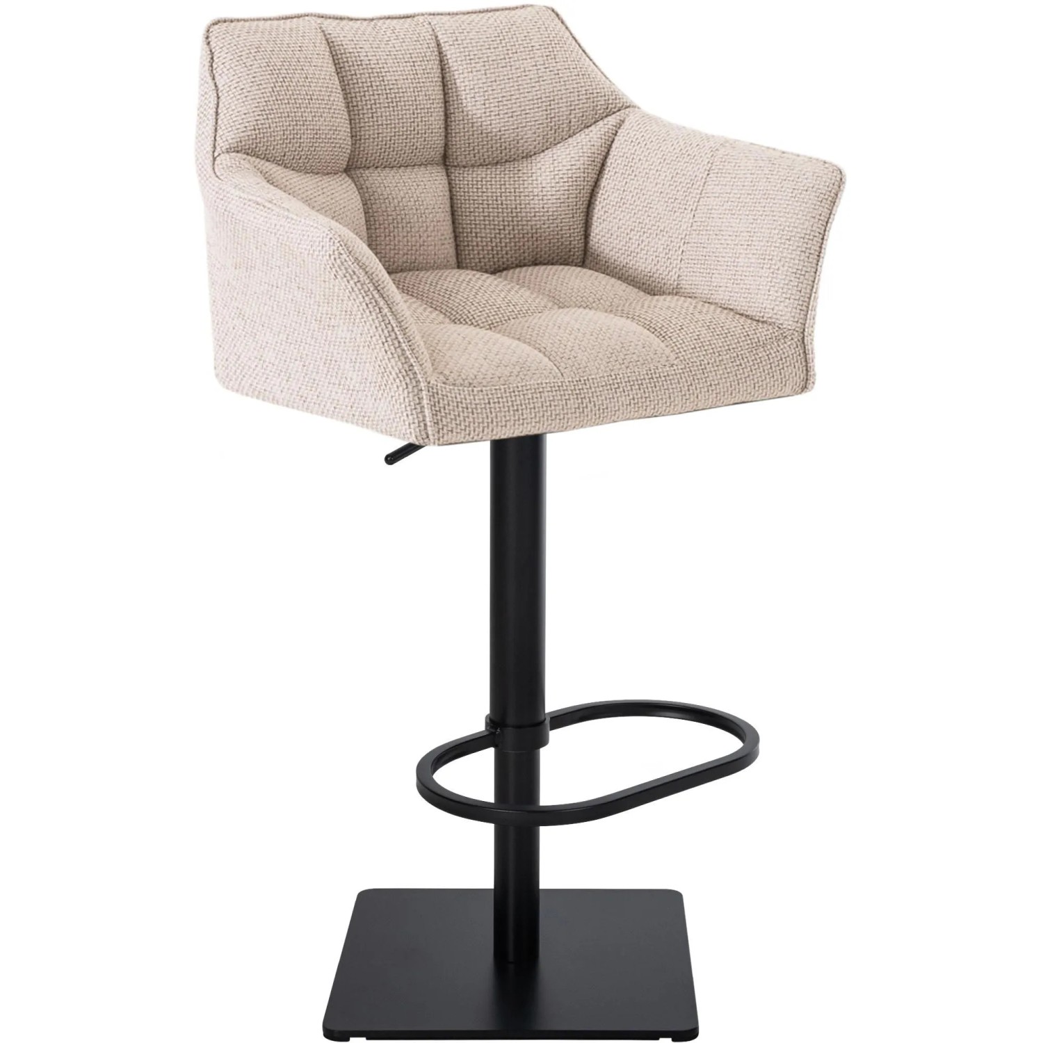 DELUKE Barhocker SIHAR Stoff Elfenbein 64x45x88cm Schwarz Barstuhl Höhenverstellbar Mit Lehne Drehbar Tresenhocker Trese...