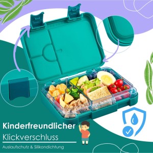 Ecosa EO-8173 Snackbox Brotdose mit 6 Fächern BPA-Frei Petrol