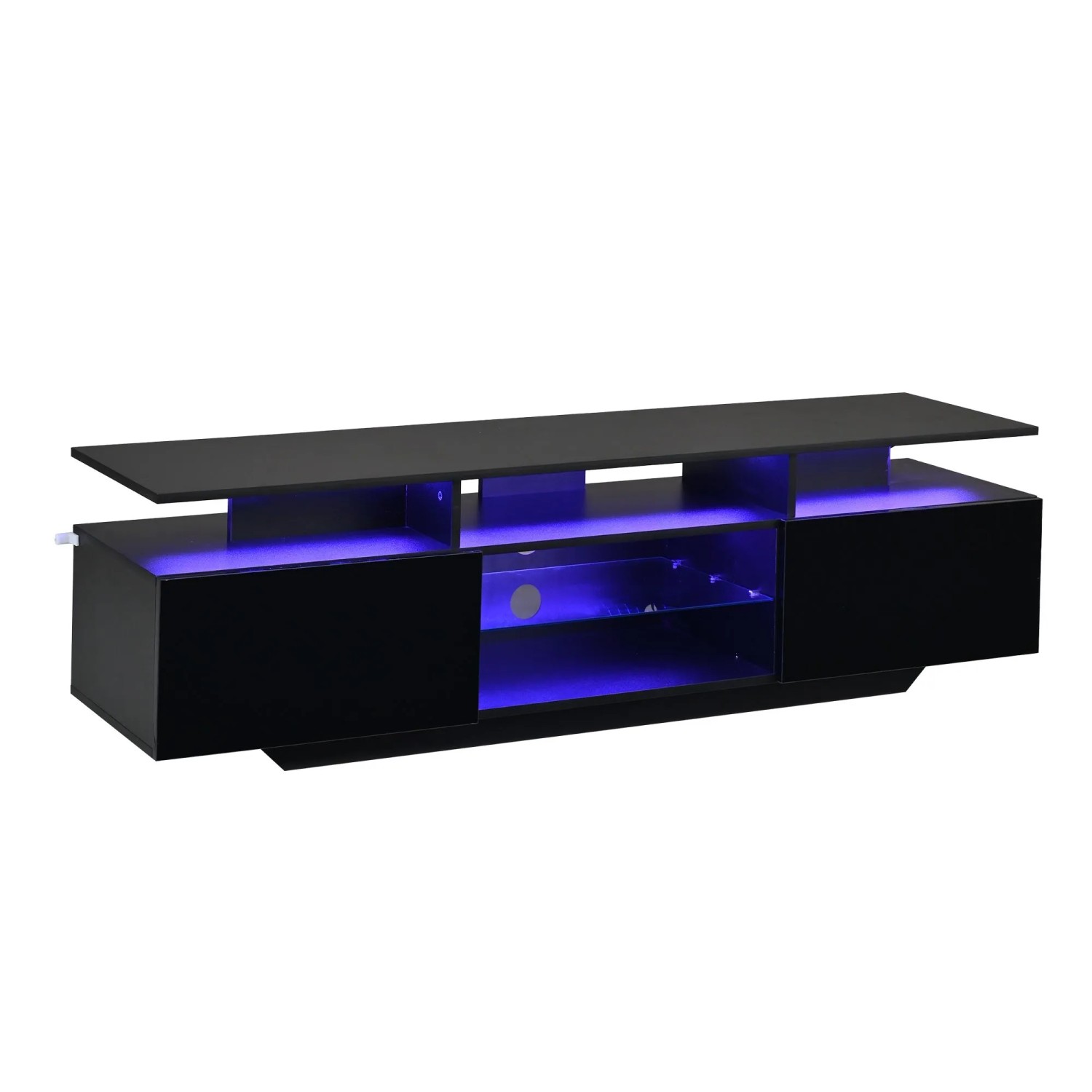 Merax TV-Schrank 160x40x45 cm LED Hochglanz Schwarz
