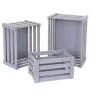 3er Set graue MCW Holzkisten im Shabby Look, ideal zur Aufbewahrung.
