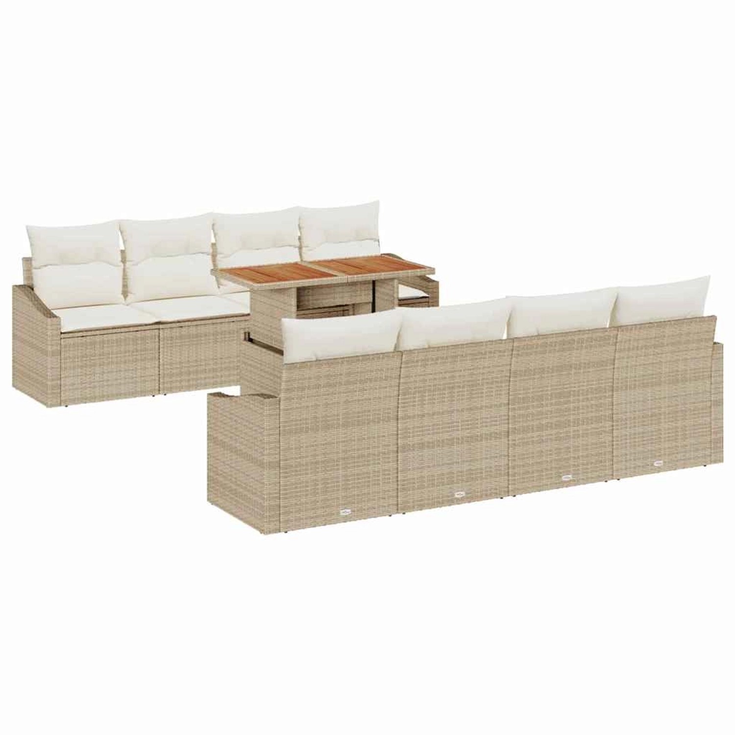 vidaXL Garten-Sofa-Set mit Speicher 9-Tlg Beige Poly Rattan 3358549 günstig online kaufen