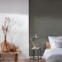 Vliestapete Trendwall 2 Art Deco in Schwarz und Gold im Schlafzimmer.