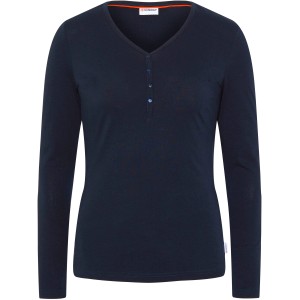 Gardena Damen T-Shirt Regular Fit in Dunkelblau, Größe 2XL. Gartenbekleidung mit langen Ärmeln und Knopfleiste.