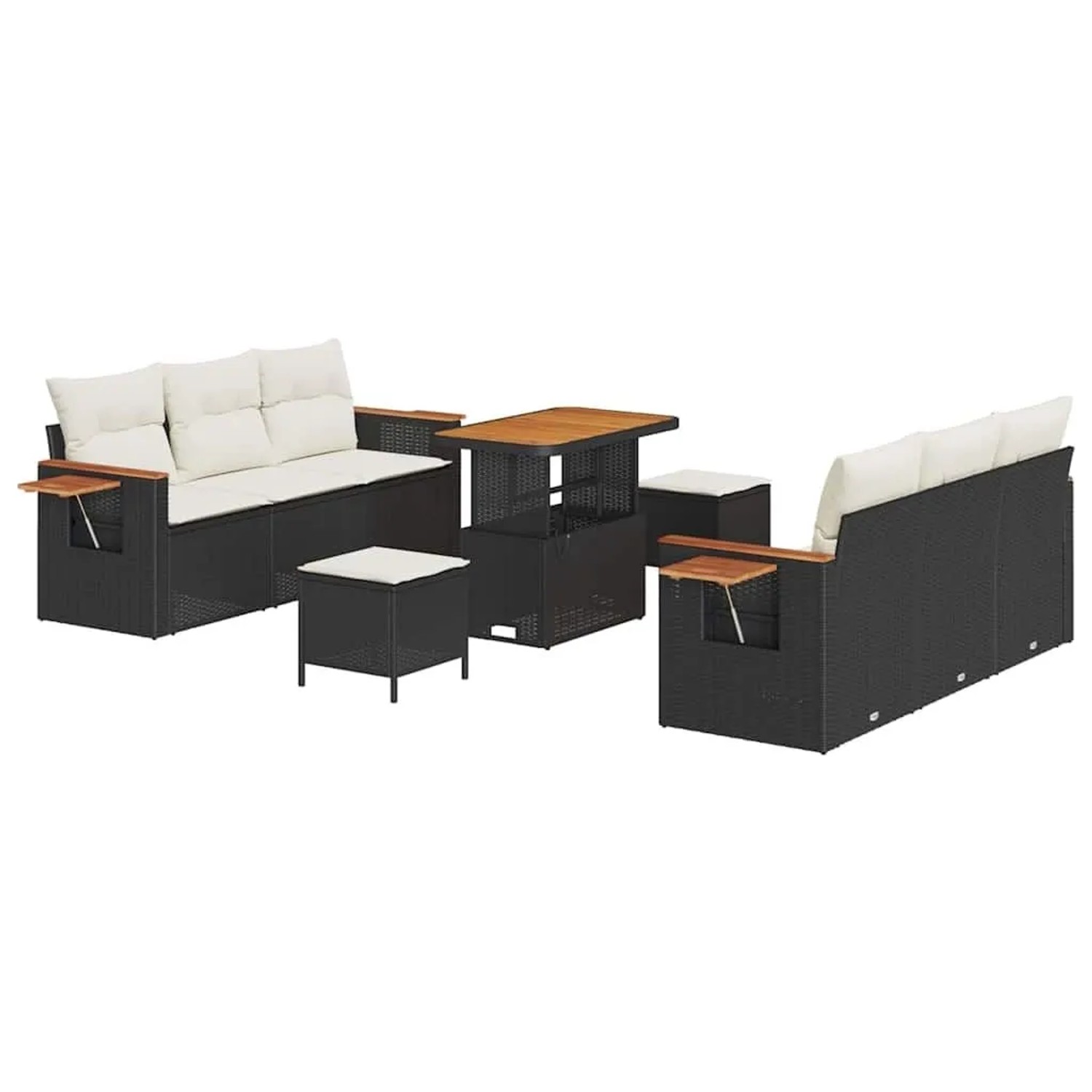 vidaXL Gartensofa-set mit Kissen 11-Tlg Schwarz und Creme Poly-Rattan 33650 günstig online kaufen