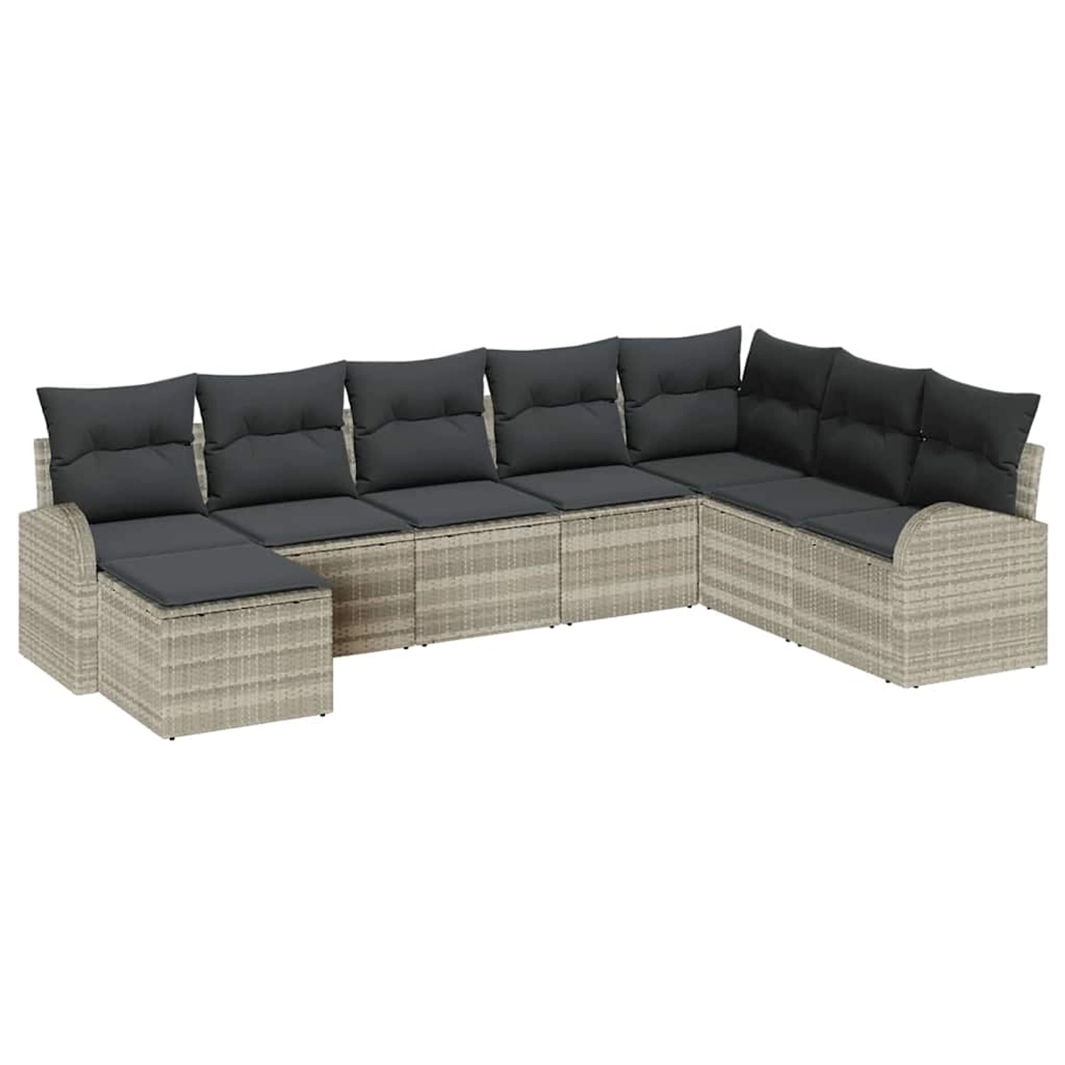 vidaXL Garten-Sofa-Set mit Kissen 8-Tlg Hellgrau Poly Rattan 3354831 günstig online kaufen