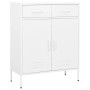 Weißer vidaXL Lagerschrank aus Stahl, 80x35x101,5 cm, mit 2 Schubladen und 2 Türen. Büroschrank Modell 1.