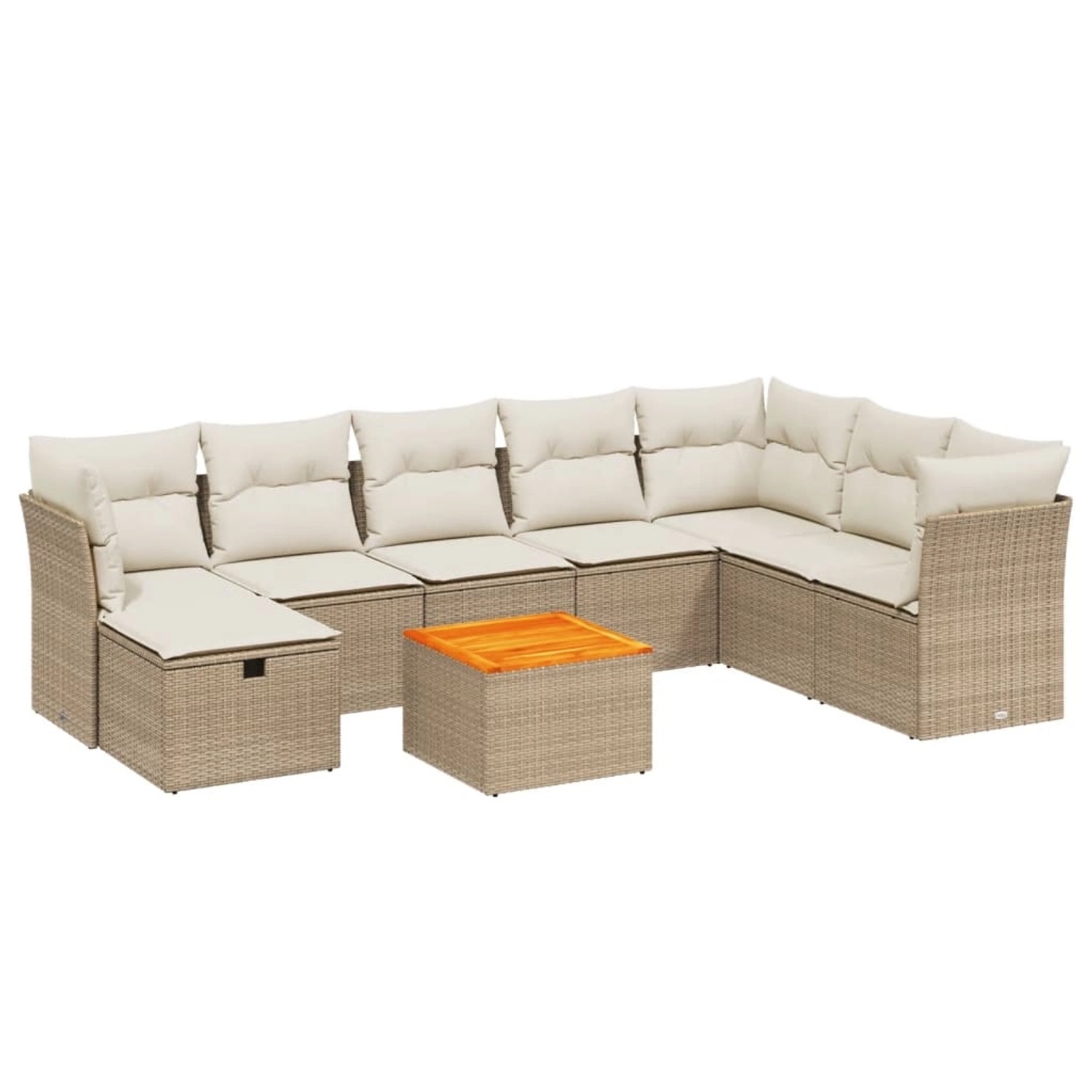 vidaXL 9-Tlg Garten-Sofagarnitur mit Kissen Beige Poly Rattan 3264761