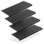 Vier schwarze BigDean Gummi Stufenmatten 75x25cm mit Anti-Rutsch-Struktur für Outdoor Treppen.