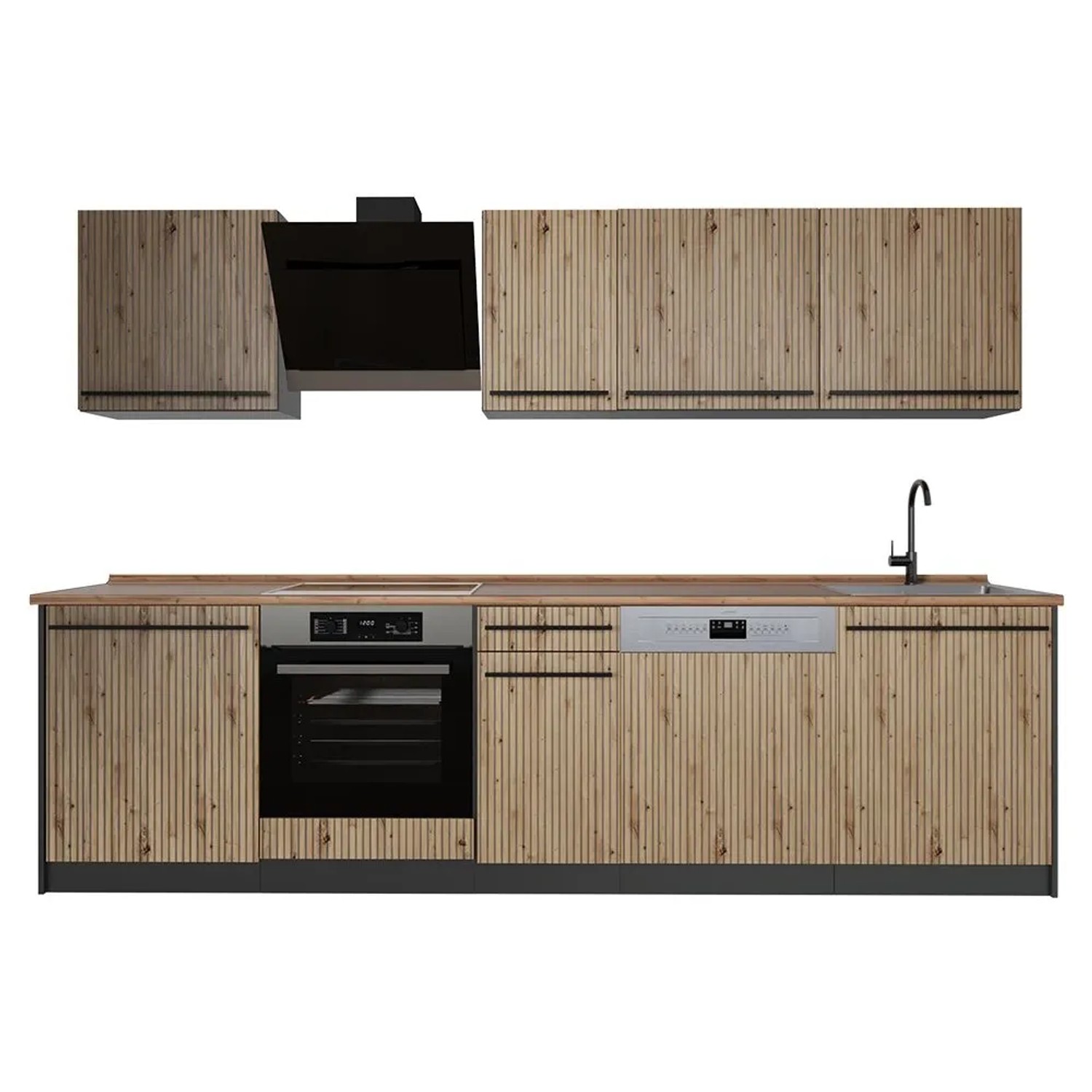 Vicco Küchenzeile R-Line Artisan-Eiche/Anthrazit 280 x 207 Arbeitsplatte Goldkraft Eiche Art Nr 67150