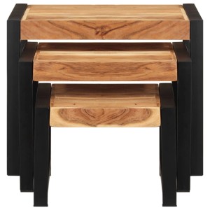 vidaXL Satztische, 3-teilig, Massivholz mit Palisander-Finish, stapelbar.