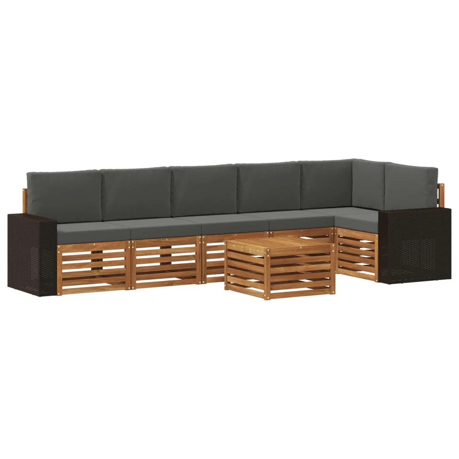 vidaXL Ecksofa Set 7 Stk Natur und Anthrazit Massivholz Akazie 3384453
