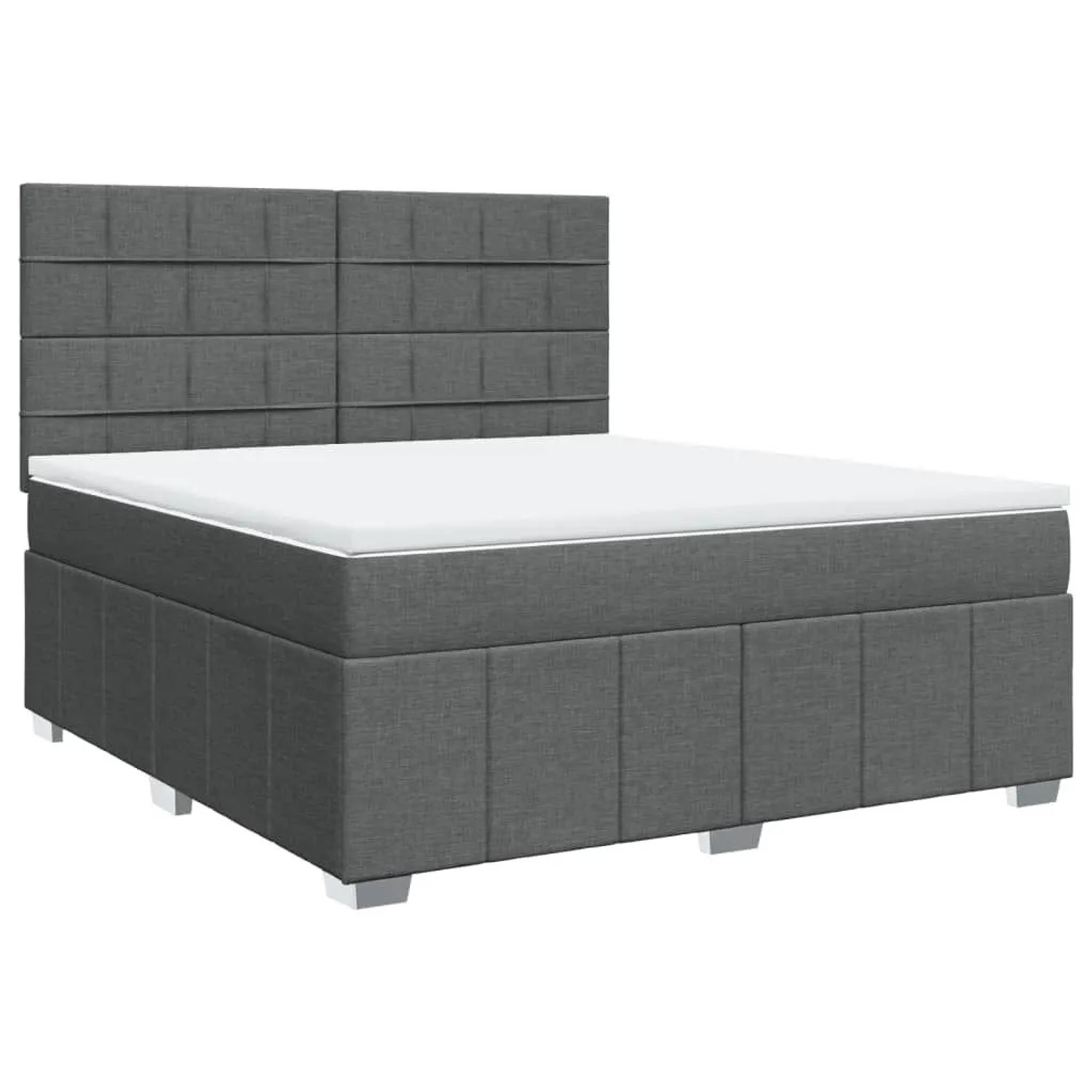 vidaXL Boxspringbett mit Matratze Dunkelgrau 180x200 cm Stoff 3294048