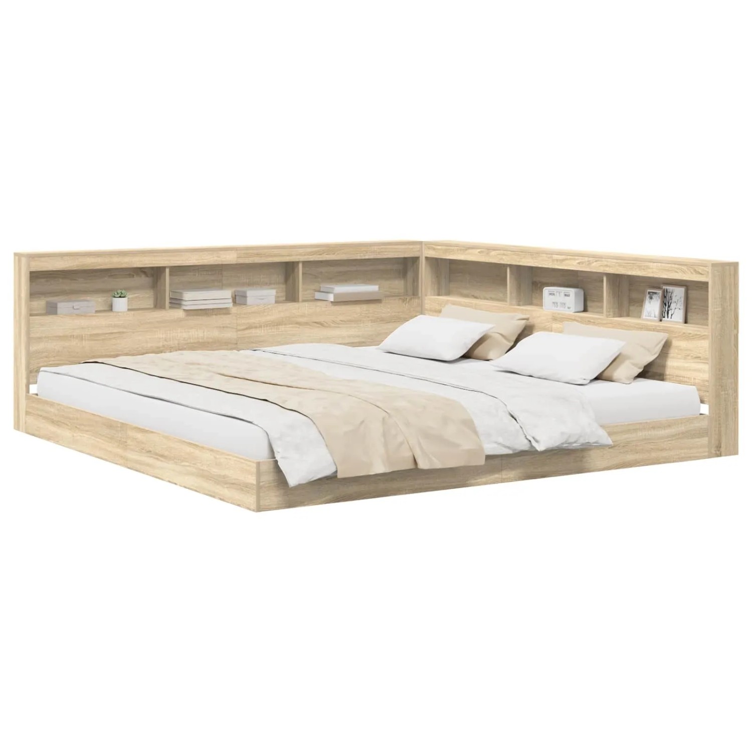 vidaXL Bücherregal-Bett Sonoma-Eiche 180 x 200 cm Holzwerkstoff 3335745