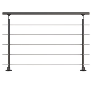 Dolle Geländer-Komplettset, 150 cm, Bodenmontage, Anthrazit, mit Edelstahlstäben.