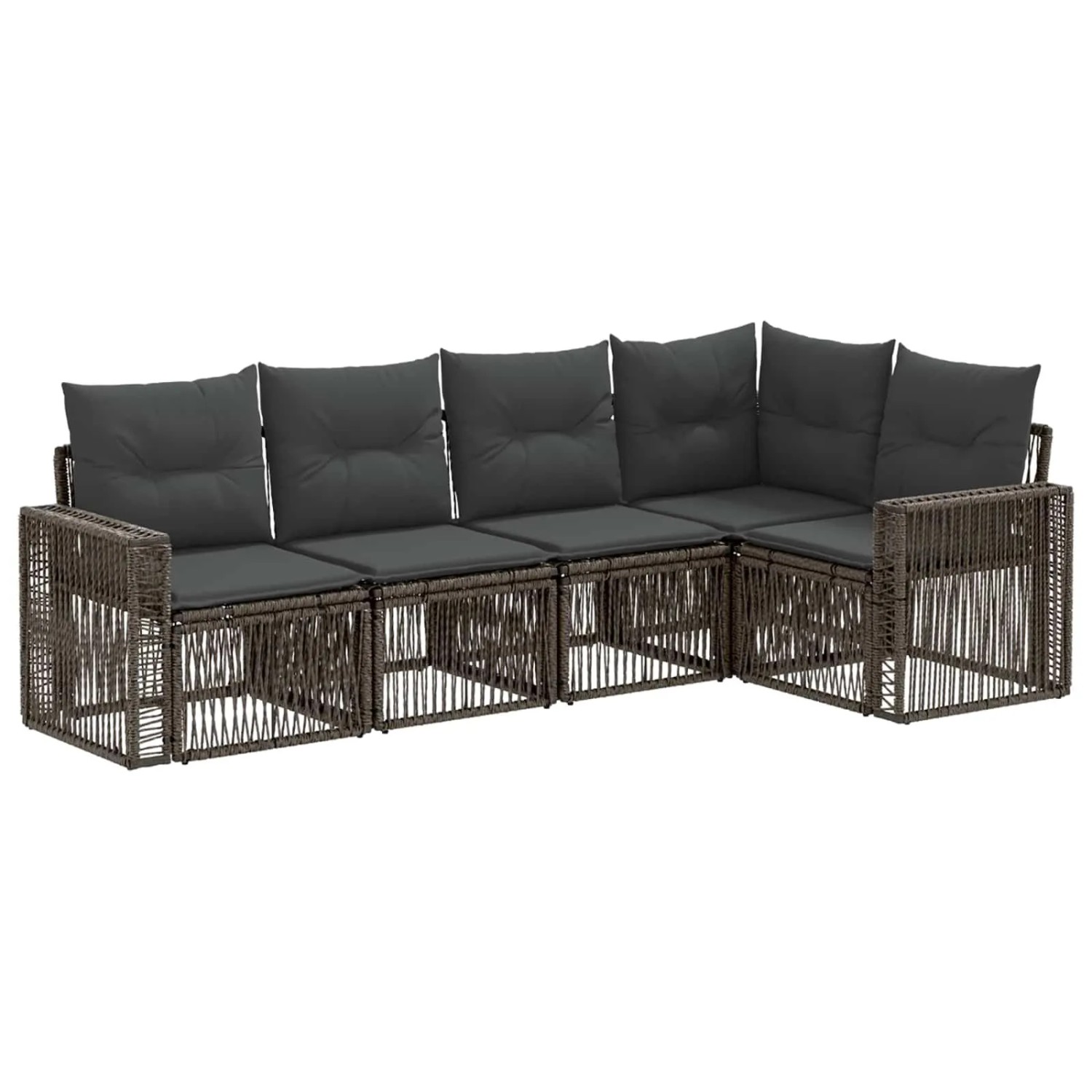 vidaXL Gartensofa-Set 5-Tlg Grau und Dunkelgrau Poly-Rattan 3435122