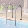 Edelstahl Einhängeleiter für Karibu Pool mit Sonnenterrasse.