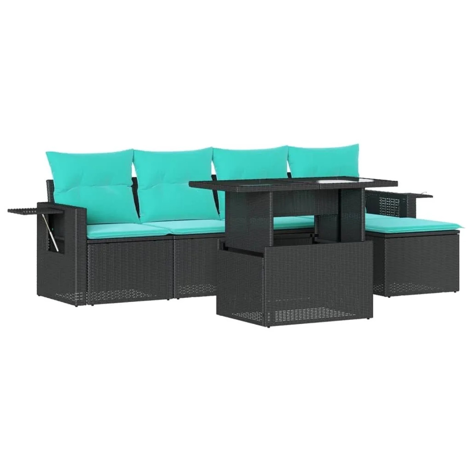 vidaXL 6-Tlg Gartensofa-Set mit Kissen Schwarz Polyrattan 3267867 günstig online kaufen