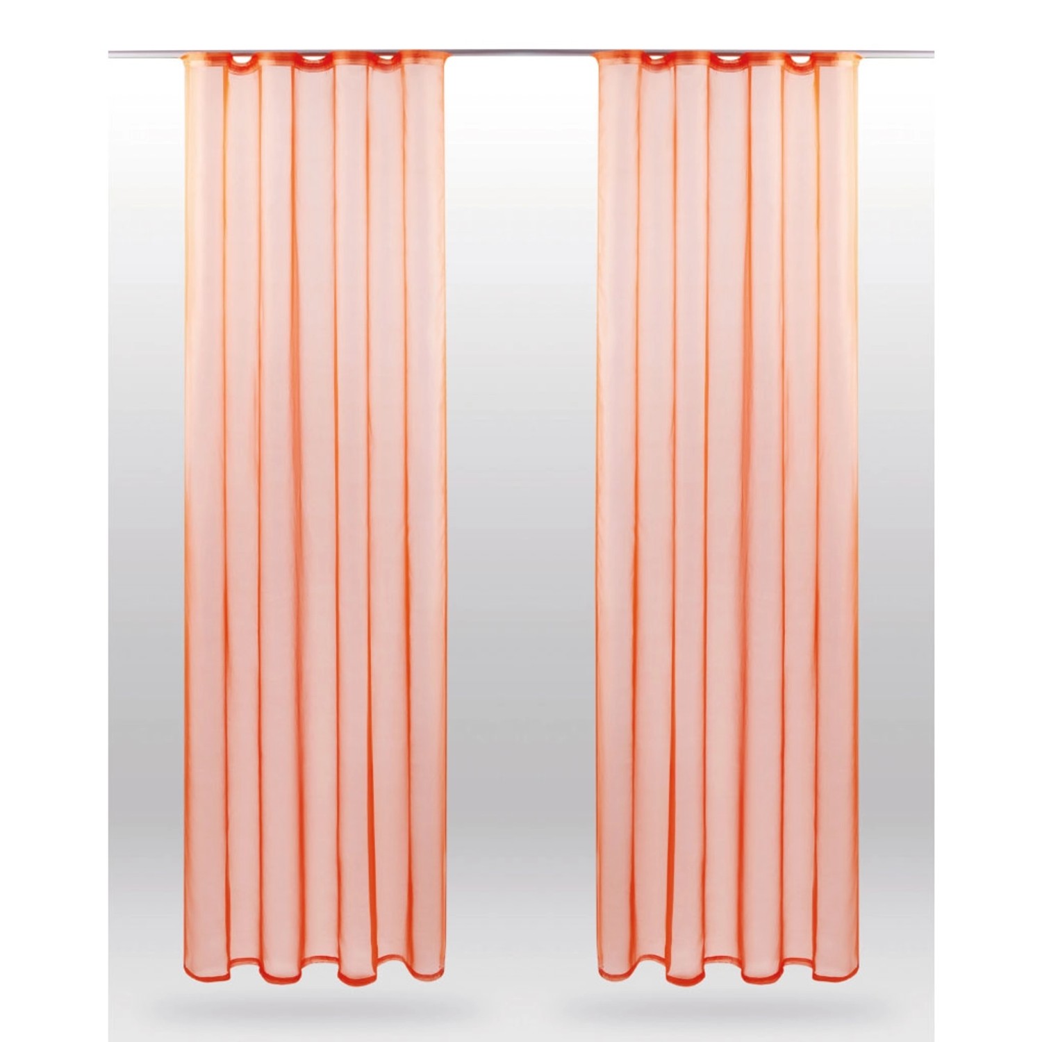 2er-Pack orangefarbene Dekoschals Noella, 140x245 cm, mit Universalband und Raffhaltern.