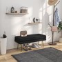 Schwarze Samtoptik Sitzbank mit Stauraum und goldenen Beinen. Ideal als Polsterbank oder Hocker im Flur.