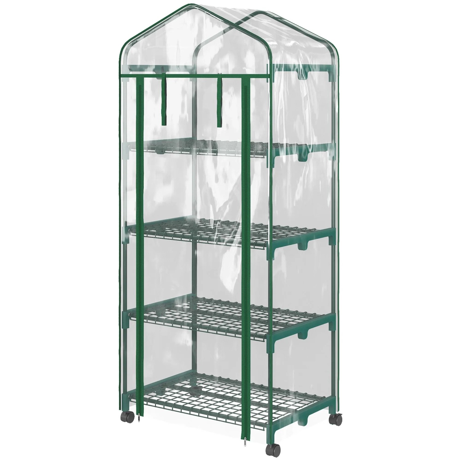 Furnicato Folien-gewächshaus Mini Mit 4 Regalfächern 69x50x165 Cm Transparent