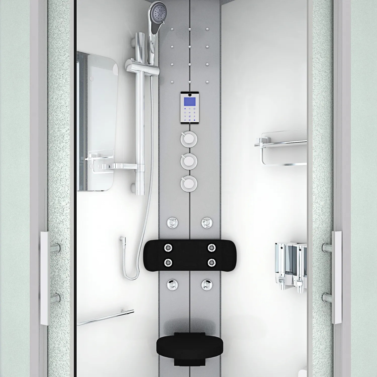 AcquaVapore Duschkabine 100x100 mit Regendusche, Handbrause und Massagedüsen.