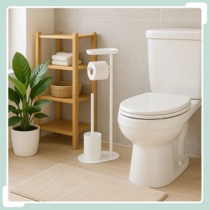 Relaxdays WC Garnitur Eisen Kunststoff Weiß mit Ablage 65 cm x 23 cm x 17 cm 1,1 kg