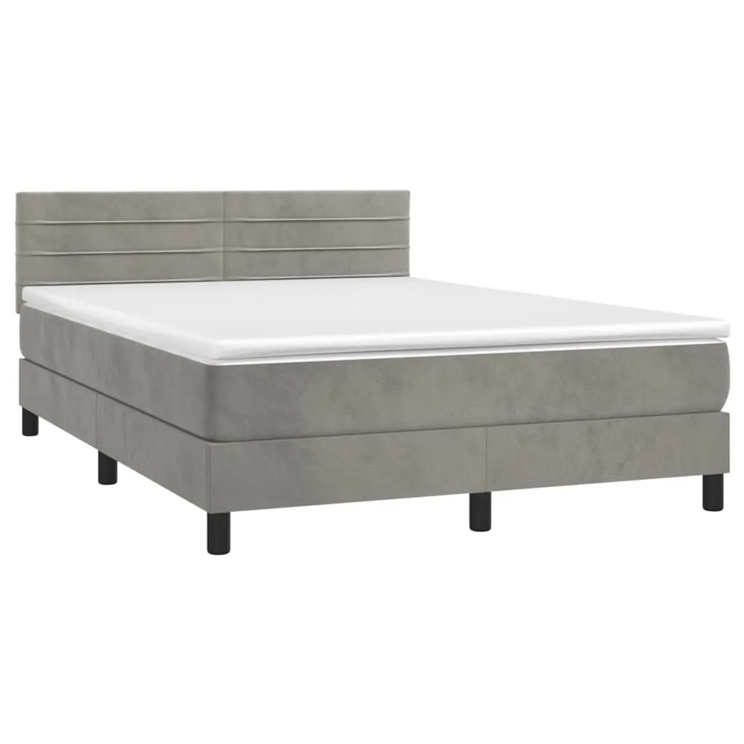 vidaXL Boxspringbett mit Matratze & LED Hellgrau 140x200 cm Samt 3134465 günstig online kaufen