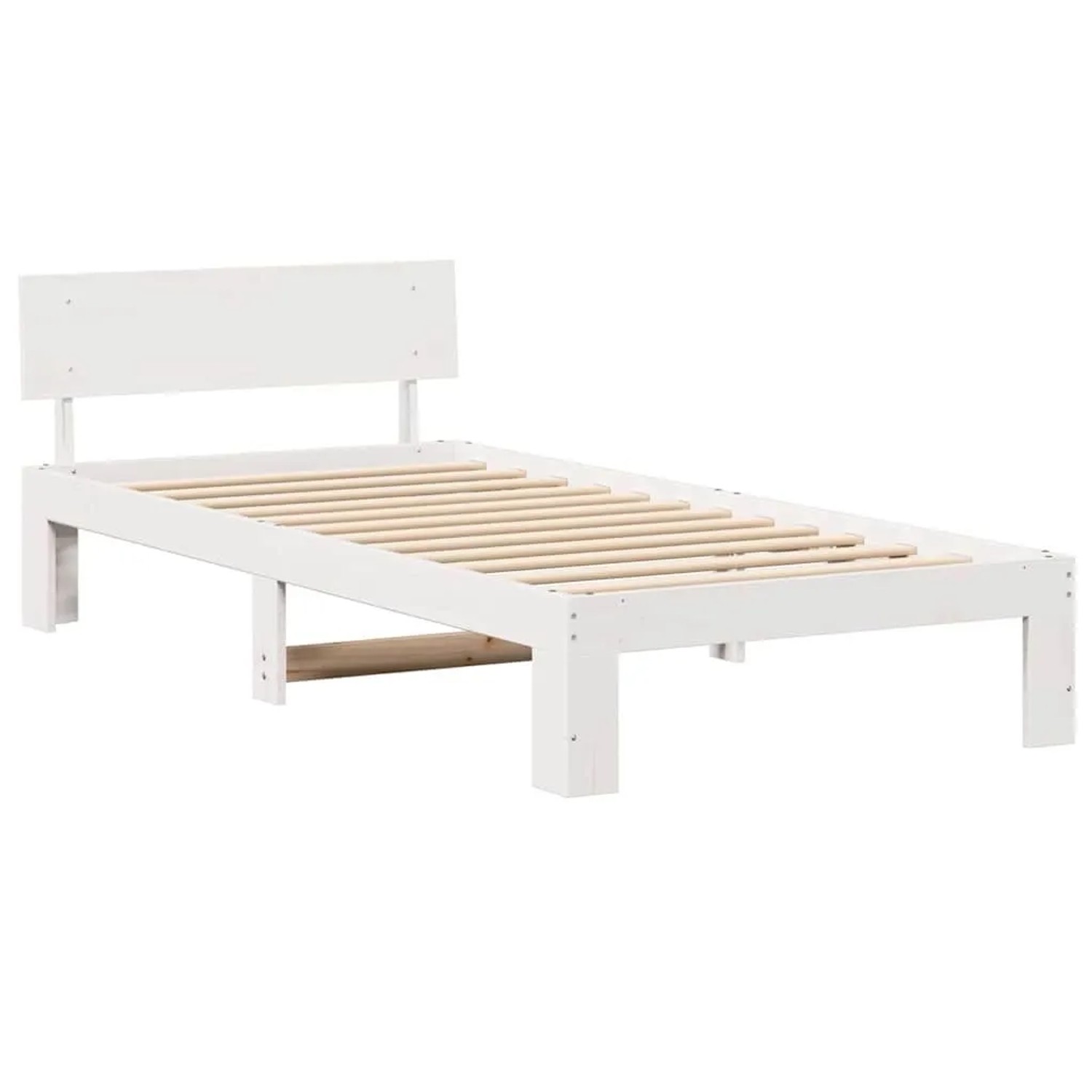 vidaXL Bettrahmen mit Kopfteil Weiß 80 x 200 cm Massives Kiefernholz 872672