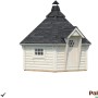 Palmako Grillkota Eva, 376x326 cm, tauchgrundiert. Holz-Gartenhaus mit Fenster und Dach.