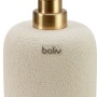 Beige-goldener baliv Cosy Cave Seifenspender aus Polyresin für ein modernes Bad.