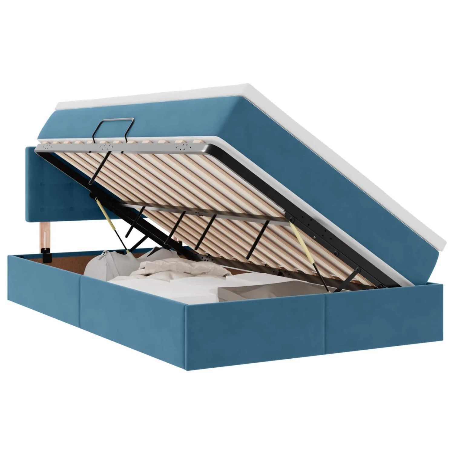 vidaXL Stauraumbett mit Matratze Blau 120 x 190 cm Samt 3370867 günstig online kaufen